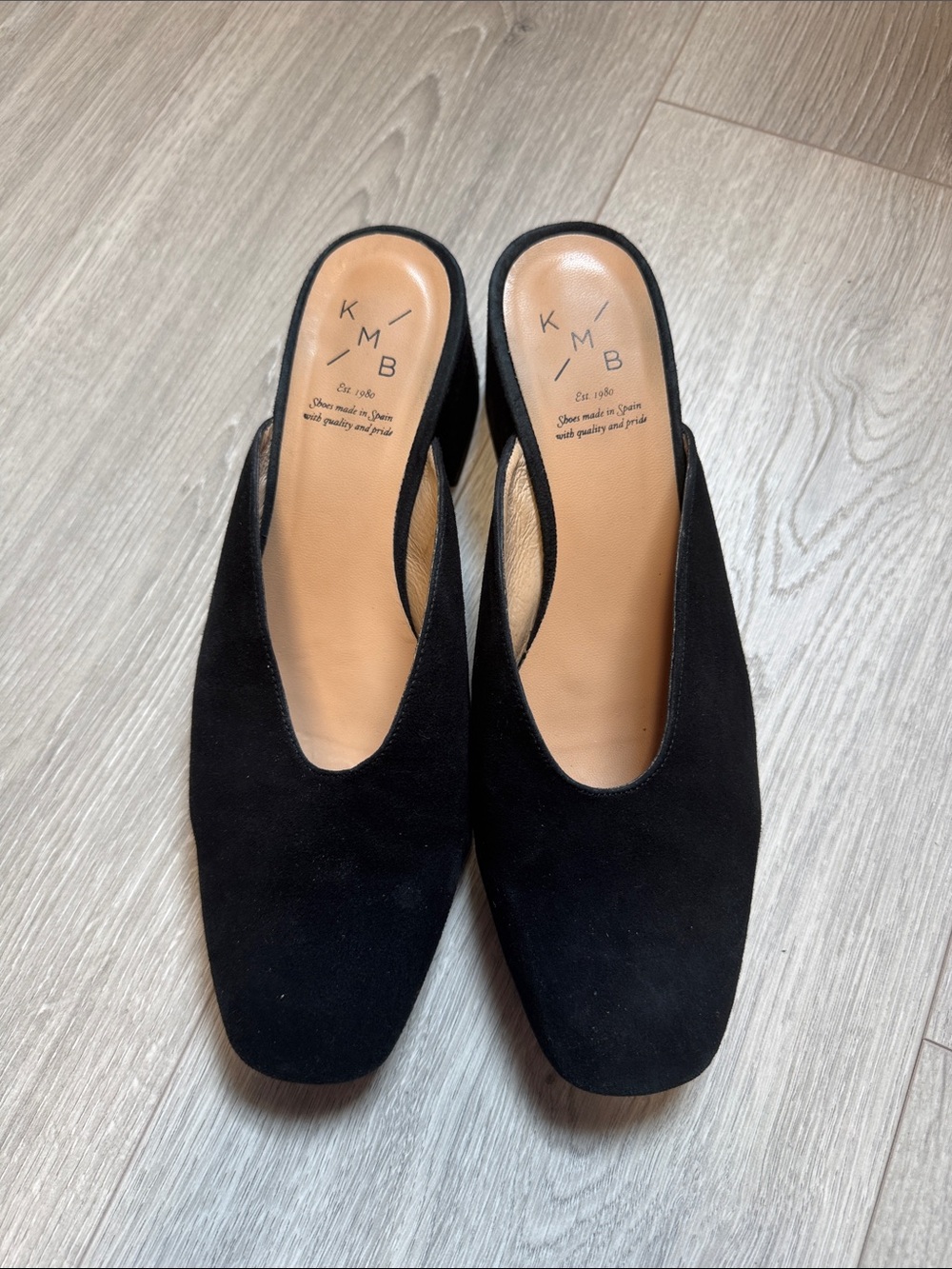 Black Suede Slip-On Mule with Low Block Heel